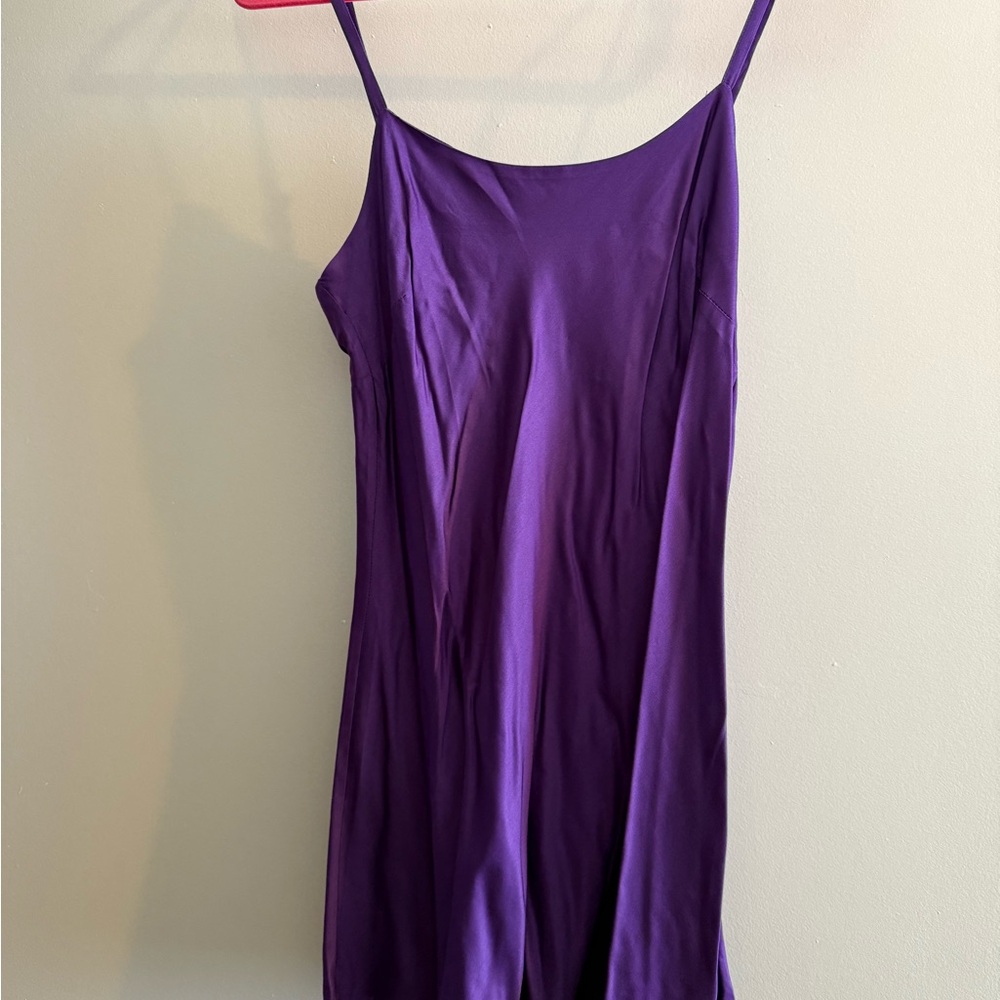 Feather Embellished Elegant Purple Sheer Dress with second piece under dress - Picture 14 of 15